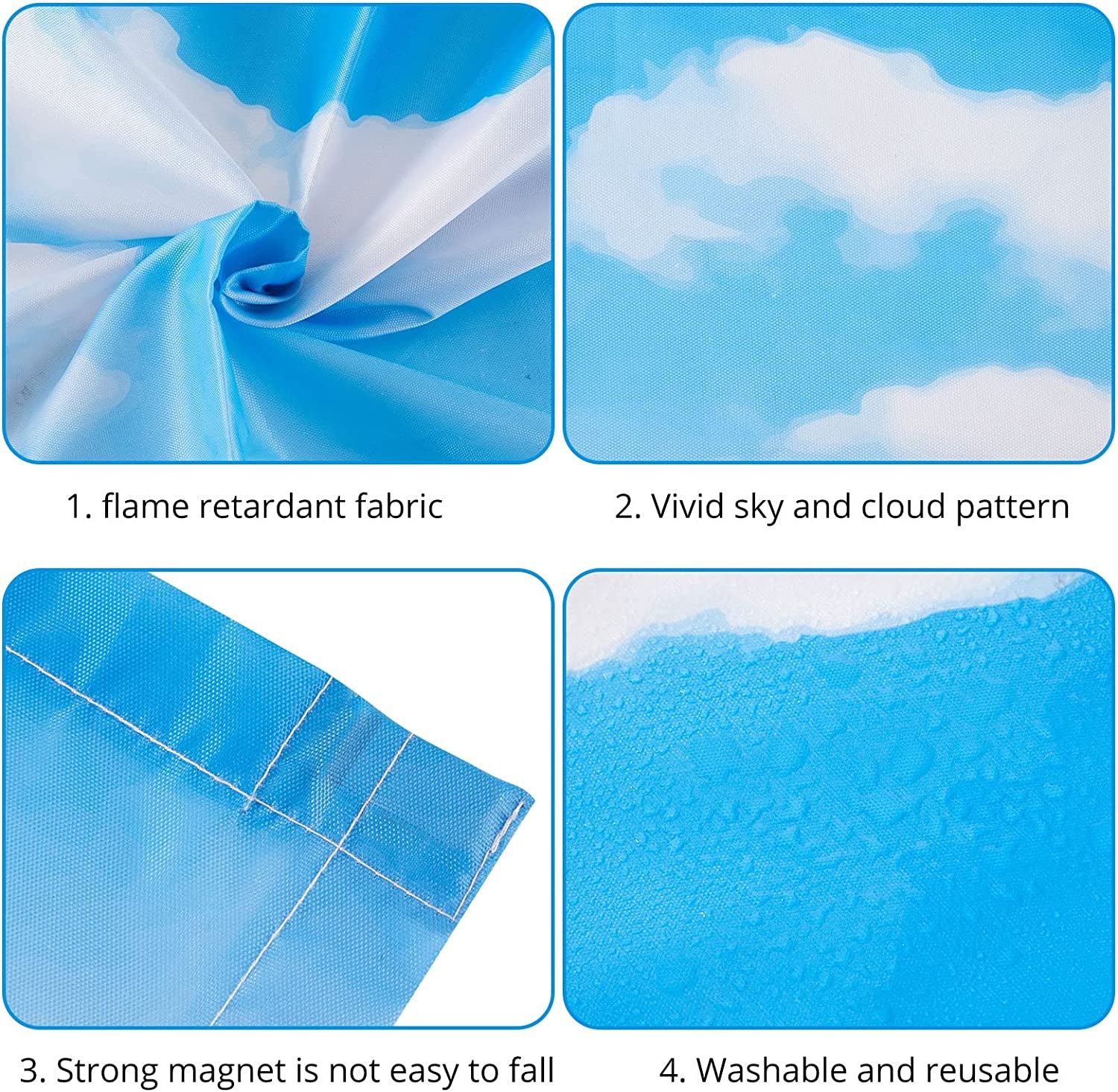 4 Pack Fluorescent Light Covers Magnetic Light Cover Fluorescent Light Shade Panel Ceiling Light Covers Magnetic Light Filters for Office Classroom Home Drop Ceiling, 4 X 2 Feet (Cloud, Blue Sky)